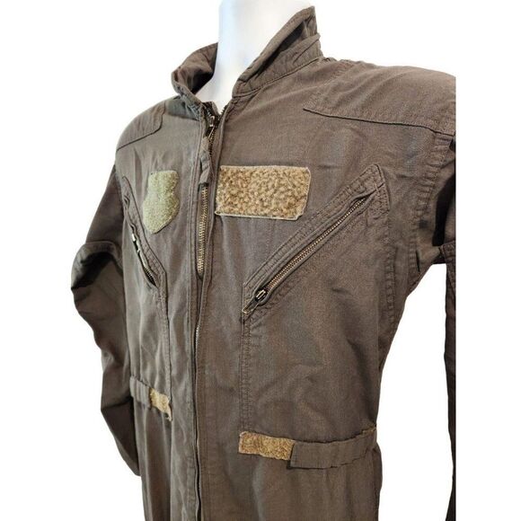 Military Green Flyers Coveralls CWU Size 40R USA Mechanic Suit USAF Vintage 70s - Picture 2 of 9
